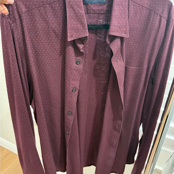 Stylish Maroon Polka Dot Men's Shirt - Picture 1 of 3